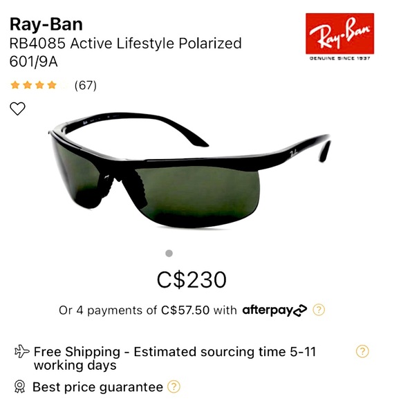 NEW Ray-Ban ☀️POLARIZED☀️ RB4085 Active Lifestyle 601/9A Sport - Picture 3 of 9
